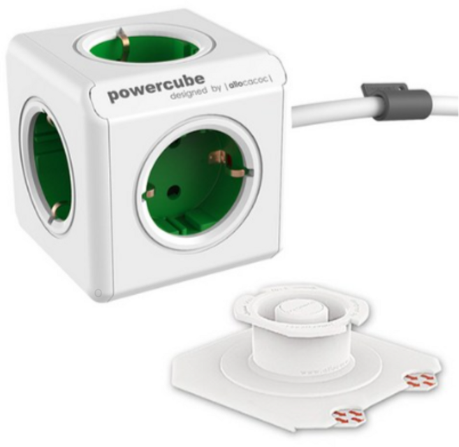 파워큐브 멀티탭 익스텐디드 그린 + 고정용독, 3m, 1개, GR+WH (그린화이트)