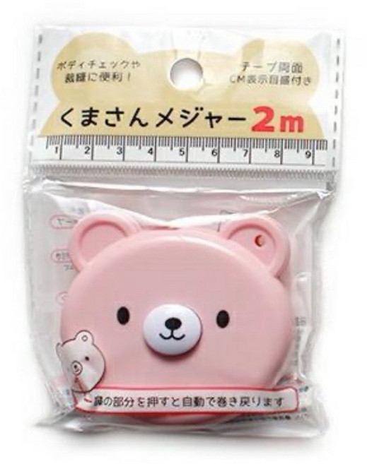 小熊捲尺 2m, 粉色（2615）, 1個