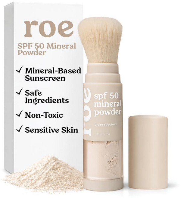 Roe Wellness 키즈 브러쉬온 미네랄 선스크린 파우더 SPF50 6g, 1개