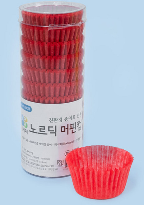 유산지 머핀컵 40mm 유산지컵 베이킹컵 머핀유산지, 빨강, 200개