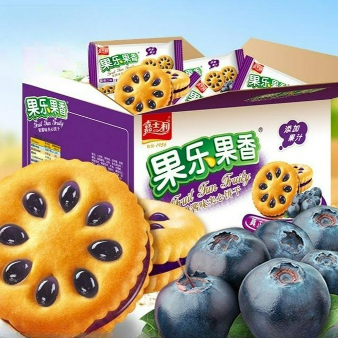 과일잼 쿠키 680g x 2팩 약80입 비스킷 중국 과자 식품 딸기 블루베리 오렌지 파인, 블루베리+딸기