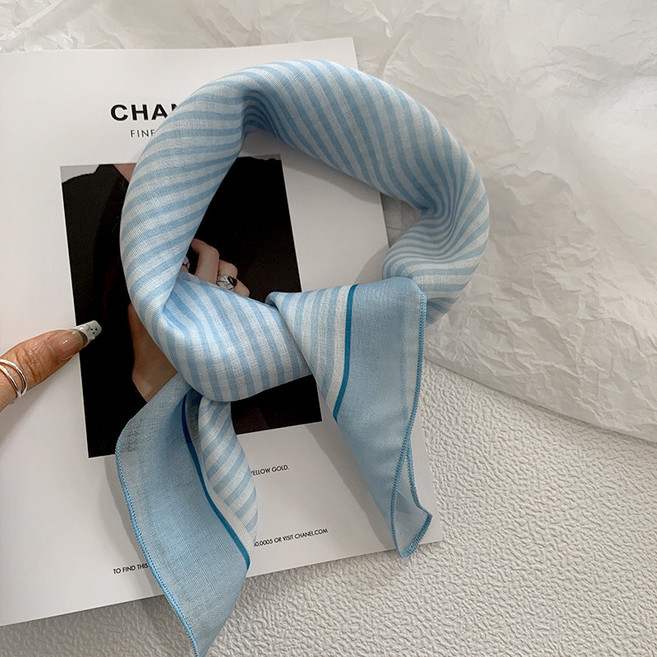 코코린느 에어리 스카이블루 아사면 린넨 손수건 행커치프 쁘띠 스카프 (5types)