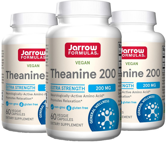 Jarrow FORMULAS 賈羅公式 茶胺酸素食膠囊 200mg, 60顆, 3罐