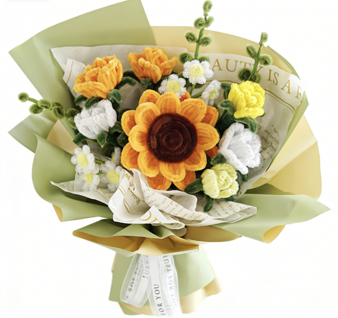 호우맘 DIY 모루 튤립 꽃바발 크리스마스 트리 만들기, 1개, 해바라기