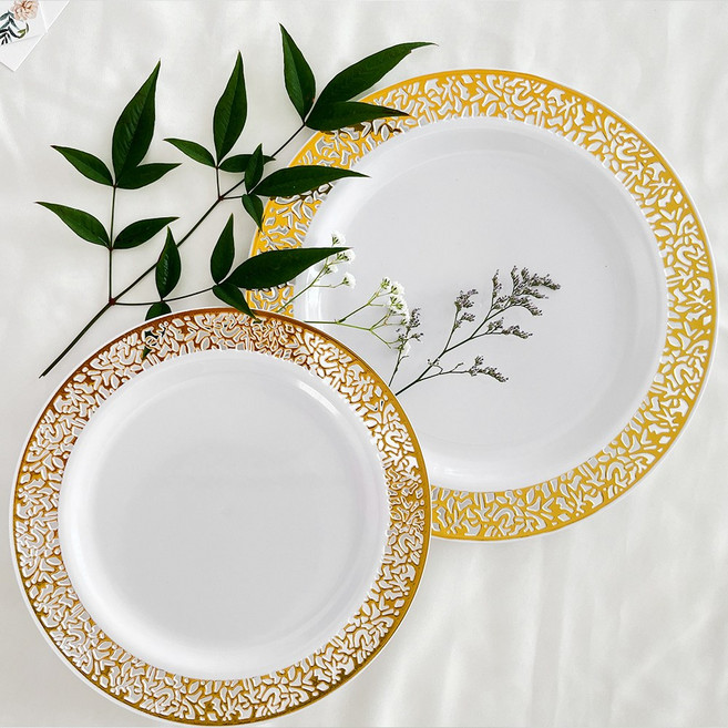 쓱싹 엔틱골드 플라스틱 일회용 접시 18cm 8p, 8개입, 2개