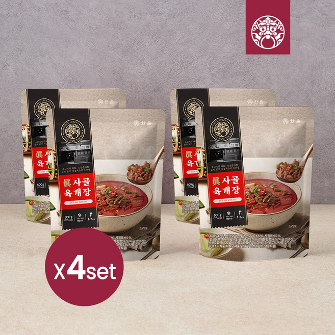 [한촌설렁탕] 더블랙 진 사골육개장 600g X 4팩 (신선냉동), 4개