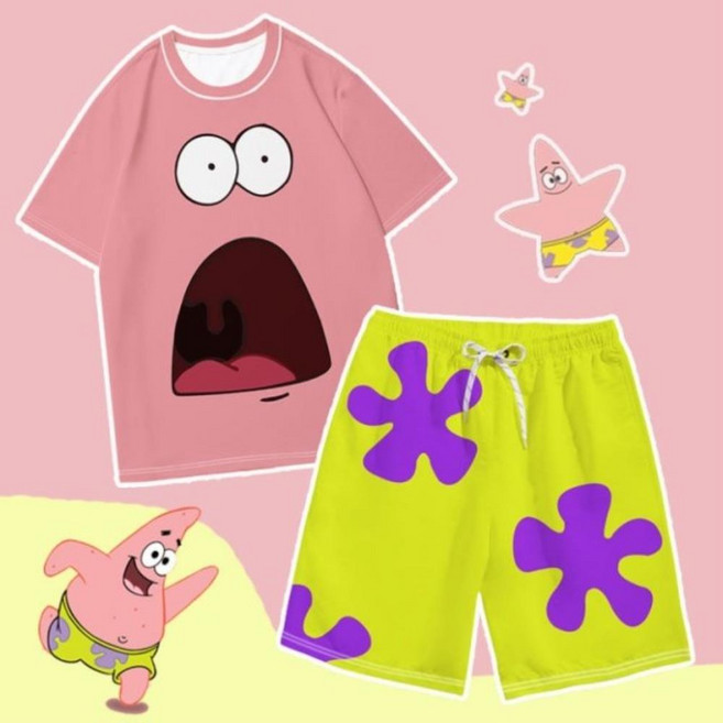 ZCBV뚱이 바지 반바지 캐릭터 티셔츠 잠옷