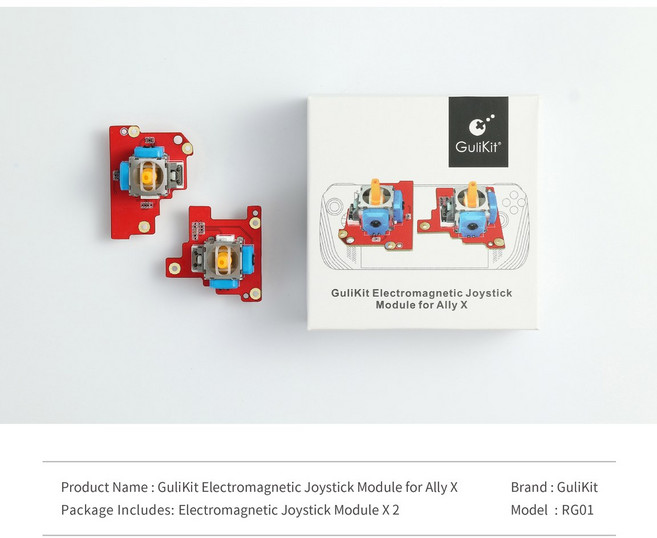 GuliKit RG01 전자기 모듈 게임 액세서리 ROG Ally 효과 드리프트 스틱 교체, 1 Pairs