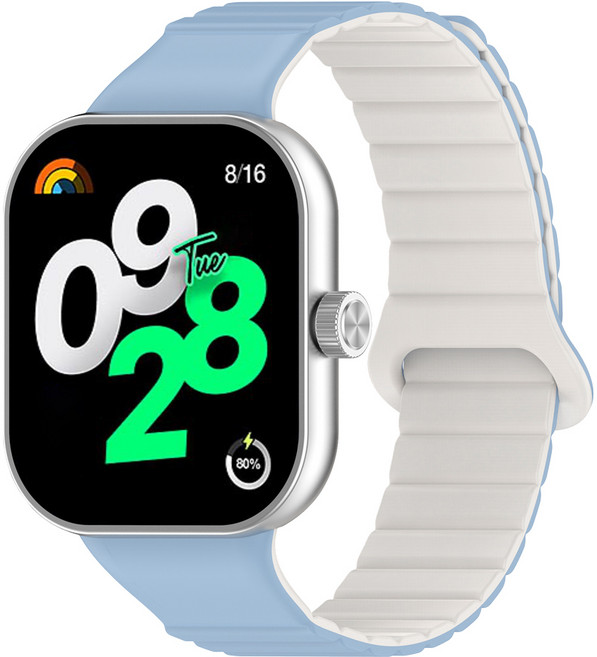 더조은셀러 샤오미 레드미 워치4 호환 엠보싱 마그네틱 스트랩, 블루 애쉬