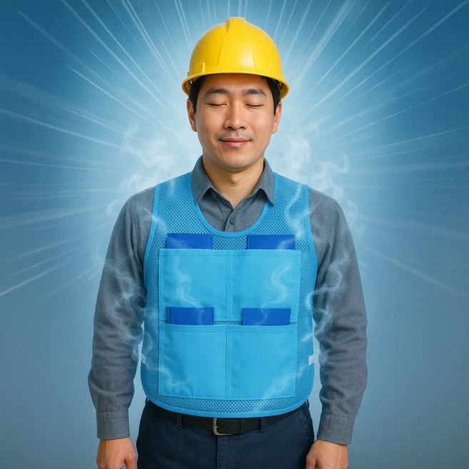 아이스조끼 아이스팩 8개포함 야외작업 주방 배달 더위방지, 8포켓 얼음조끼(블루)