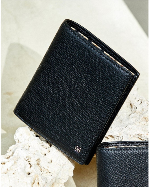 닥스 [중지갑][ALEX][알렉스] 블랙 유럽 수입 가죽 내부 체크 라인 포인트 YMDBWA6E852BK