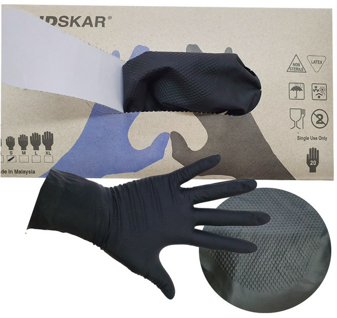 핸드스카 라텍스 파워 프리 미용장갑 S 20p, 블랙, 1개