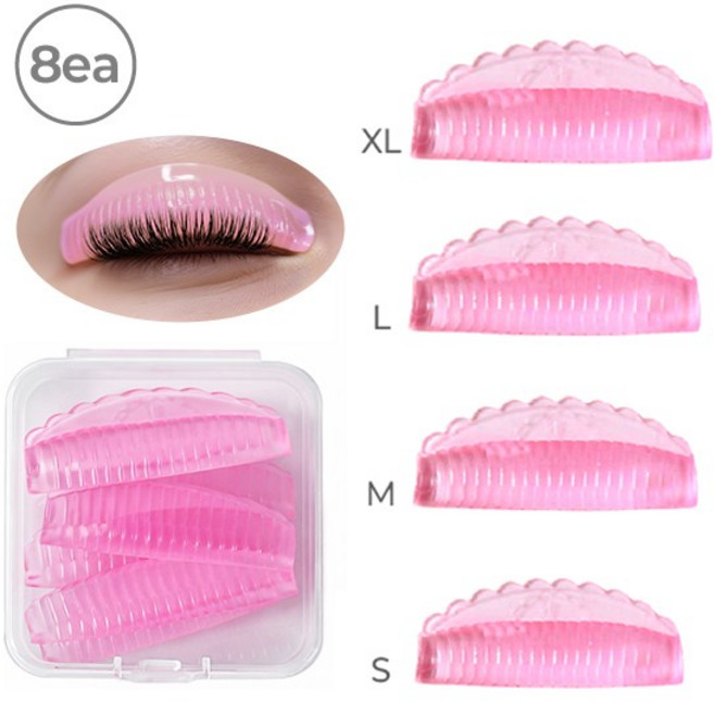 오드뷰티 3색4사이즈 결정리 노글루 실리콘 속눈썹 펌, 1개, (투명)핑크