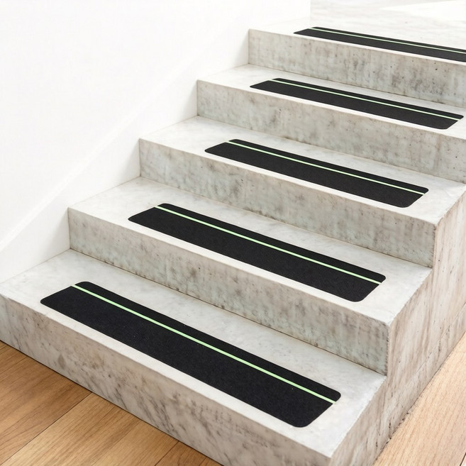Holotap 계단 미끄럼방지 패드 실외 계단 미끄럼방지스티커, 블랙 야광, 10개