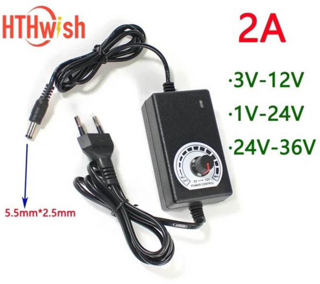2A 가변 전원 공급 장치 변환기 DC3V 5V 9V 12V 24V 36V 220V ~ 3 9 볼트 호환 EU 플러그 디밍 어댑터 스위, 01 EU Plug, 02 3V-12V 2A