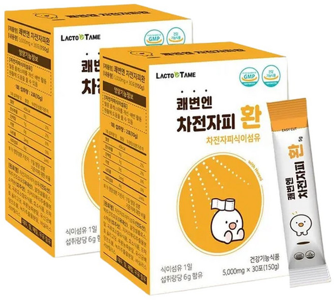 쾌변엔 차전자피 환 식이섬유 5000mg 30포 2팩, 5g, 2개