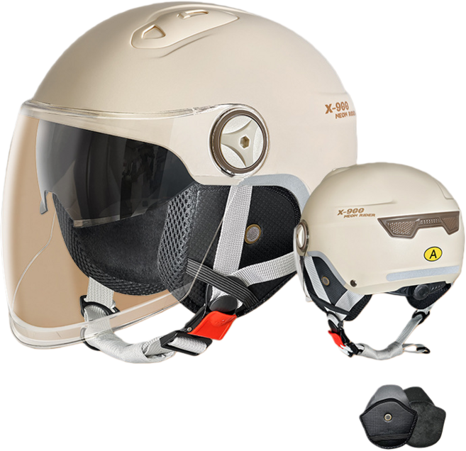 JODDA 오토바이 헬멧 3C 헬멧 안전모 자외선 차단 아동, 이중/길다/노란색