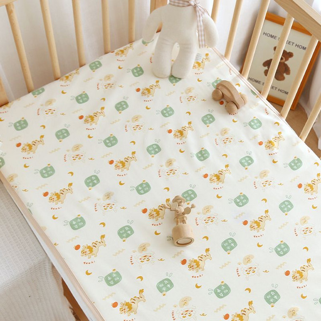嬰兒床單 純棉 幼兒園兒童睡單寶寶床上用品, 1個, 針織棉印花床單-未來可期龍90*150CM