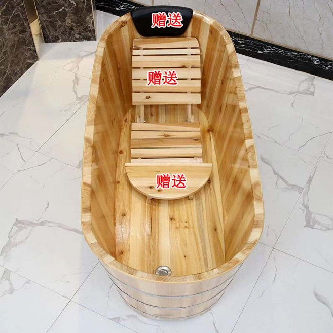 히노끼 사우나 반신욕조기 가정용 편백나무 나무욕조 반신욕기 이동식, 1개, 원목 100x60x62/72cm 뚜껑 포함