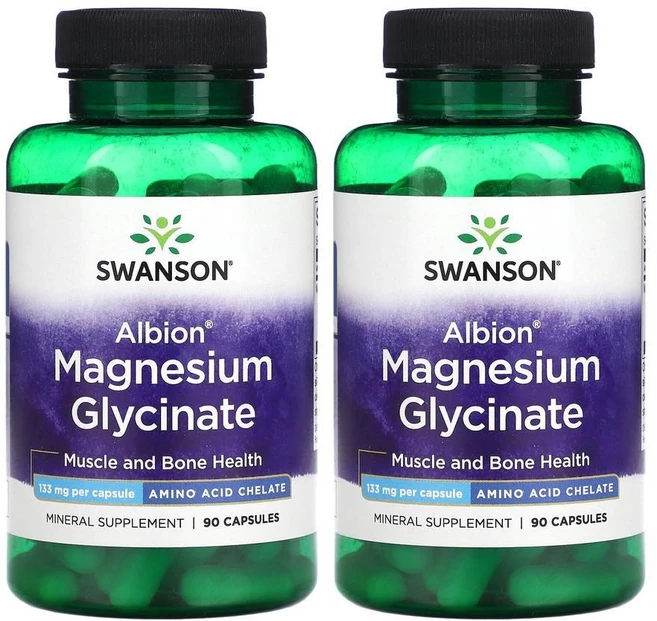 스완슨 마그네슘 글리시네이트 133mg 90캡슐 2병 알비온 Magnesium Glycinate, 90정 - 쿠팡
