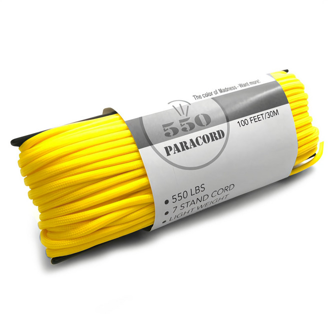 550 LBS 傘繩 7芯軍規拉力繩, 黃色, 1個