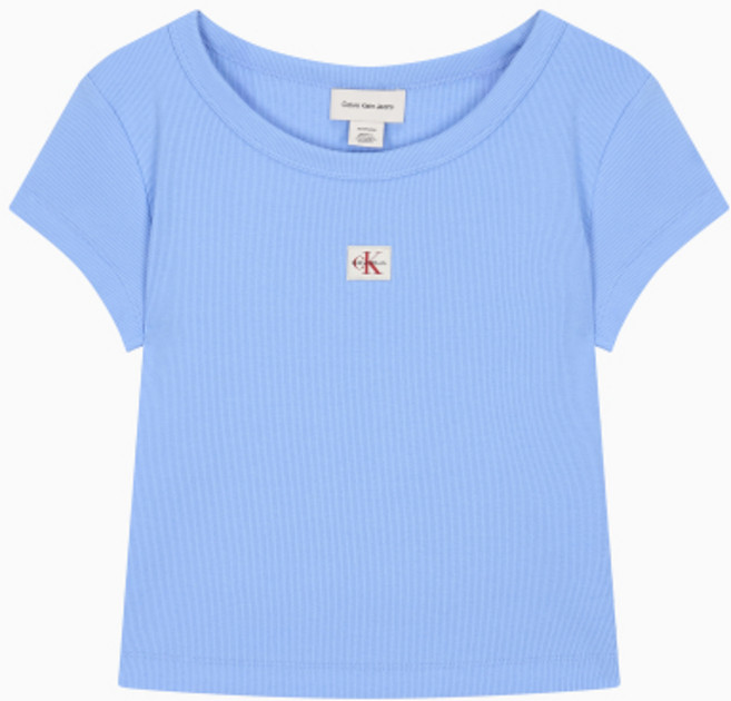 캘빈클라인 진 CALVIN KLEIN JEANS 여성 우븐라벨 베이비립 반팔 티셔츠 47C200G C32 968849