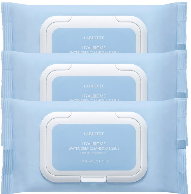 라비오뜨 히알바이옴 워터 딥 클렌징 티슈 372991, 3개, 100매입