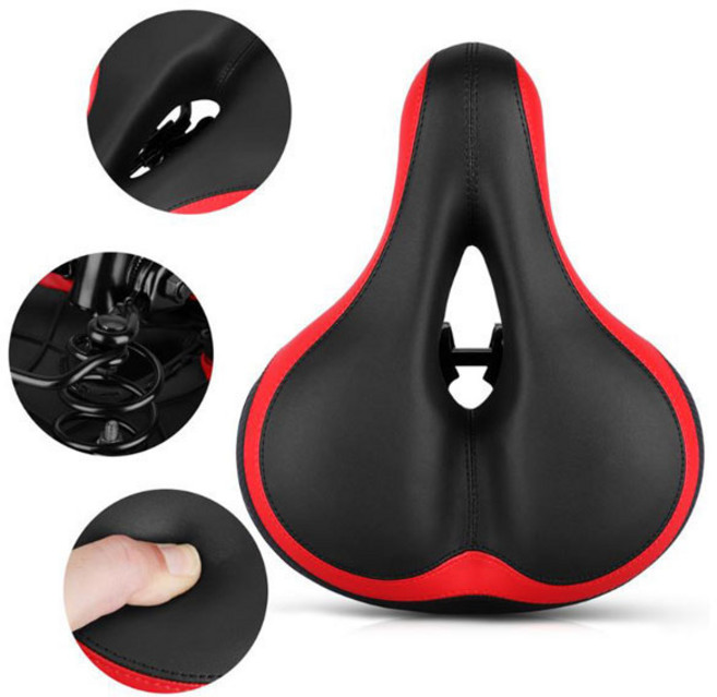 make speed 스프링쿠션 전립선 자전거 안장, 레드, 1개