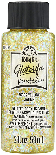 포크아트 글리터 파스텔 아크릴 물감 색상선택 FolkArt Glitterific Pastels Acrylic Paint, 3 Pastel Yellow