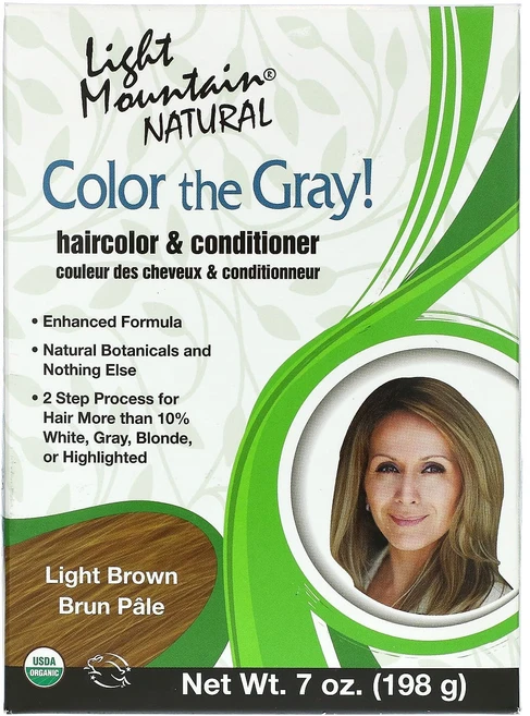 Light Mountain 컬러 더 그레이! 천연 모발 컬러 및 컨디셔너 가벼운 갈색 7 온스 (197 g), LightMountain컬러더그레이천연모발컬러및컨디셔너, 1개, 198g - 쿠팡