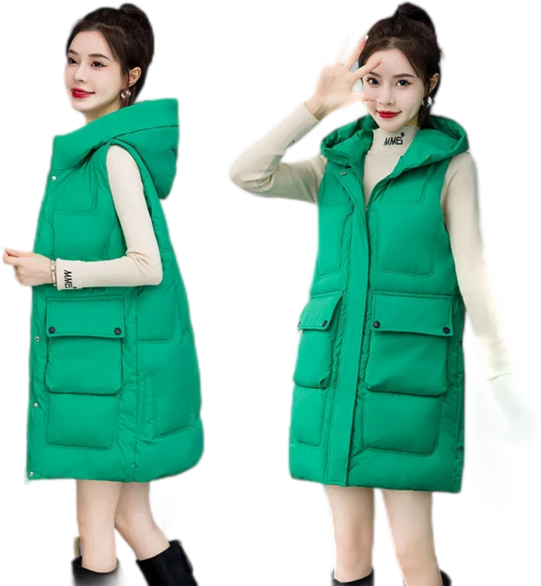 Myshe 여성용 빅사이즈 편안한 조끼 경량 롱 패딩 조끼 ru121GZ7