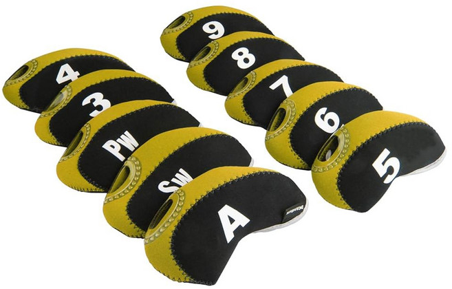 투명 창이 있는 ANDUX 넘버 프린트 헤드 아이언 커버 클럽 10개 골프 세트