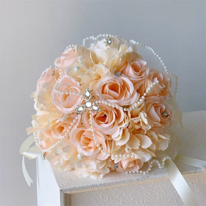 紅色玫瑰仿真花束 手捧花 新娘結婚婚紗照 拍照道具, 1個, 手捧花-心心相印