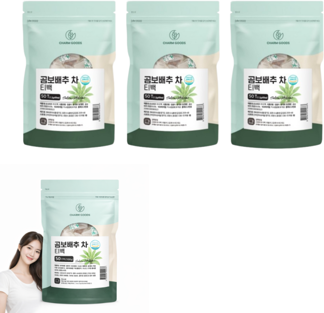 Charm Goods 국산 곰보배추차 티백 설포라판 HACCP 인증, 1.2g, 3개, 50개입