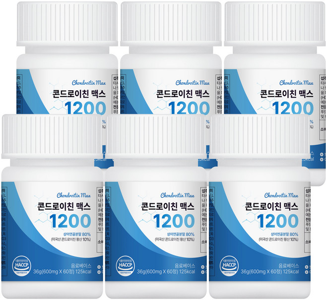 미국산 콘드로이친 1200 우슬 참당귀 보스웰리아 상어연골 연골콜라겐 식약처인증, 60정, 6개