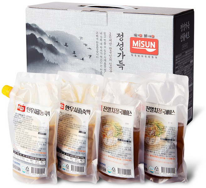 정성가득선물세트(미선504호) 간편한 한우사골 멸치장국 설날 명절선물 명절선물세트 한우사골농축액 요리베이스 신성티엔에프, 1세트