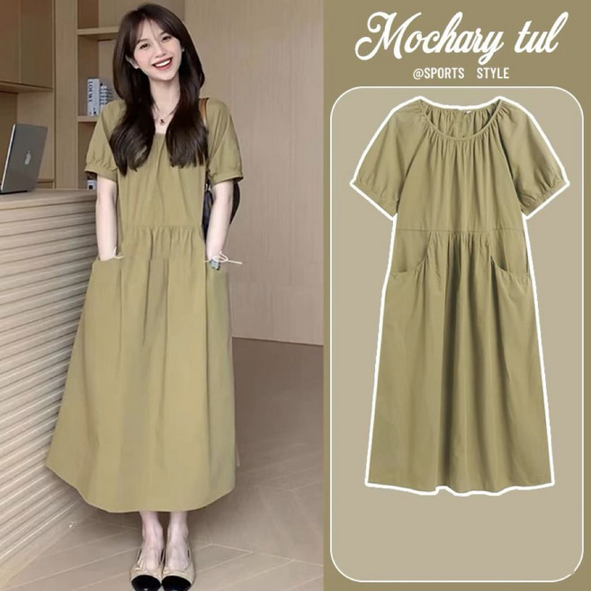 임산부 미디 원피스 가벼운 긴 드레스 원피스 데일리 캐주얼 편안한 넉넉한 의류 JS