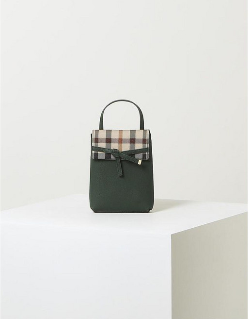 닥스 여성용 하우스체크 가죽배색 미니 크로스백