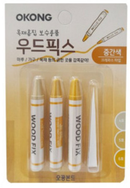 오공 우드픽스 마루커버시트 목재 흠집 우드픽스 보수용품, 1세트, 오공 중간색