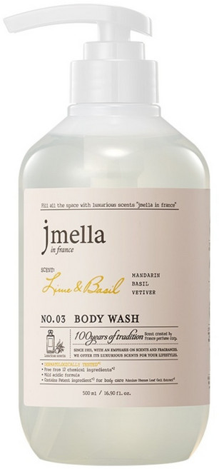 제이멜라 인 프랑스 라임 앤 바질 바디 워시 시트러스향, 500ml, 1개