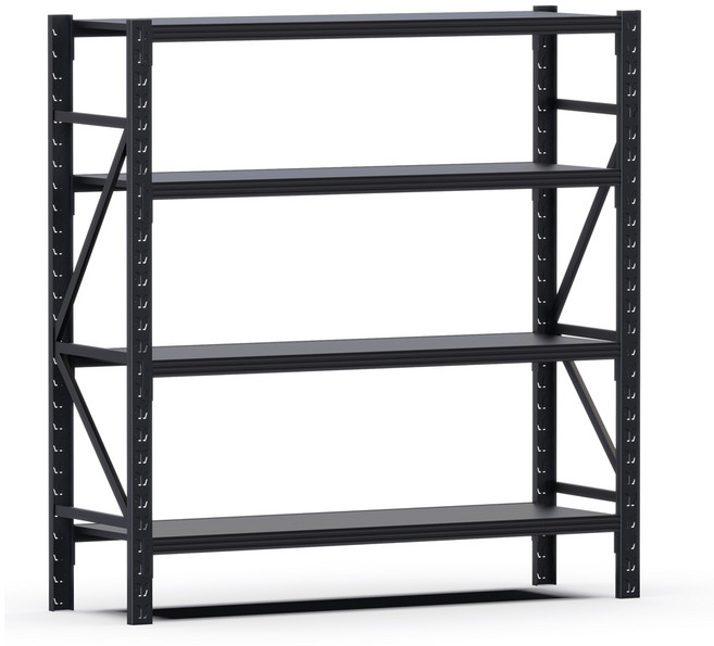 코랙코리아 킹랙라이트 단당100kg 고릴라랙 앵글선반 철제선반 진열대, 4단, 블랙