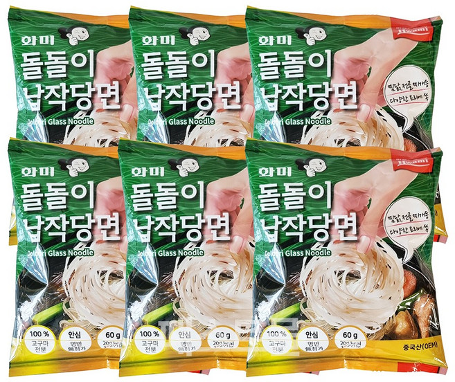 화미 돌돌이 납작당면, 60g, 6개