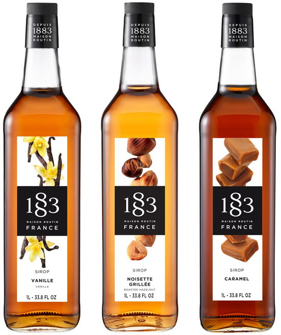 1883 바닐라 시럽 + 1883 카라멜 시럽 + 1883 헤이즐넛 시럽, 3개, 1L