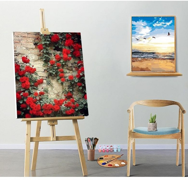 피포페인팅 퍼즐페인팅 캔버스페인팅 명화 유화 그림 그리기 DIY 세트 40x50, 6188 (장미), 1개