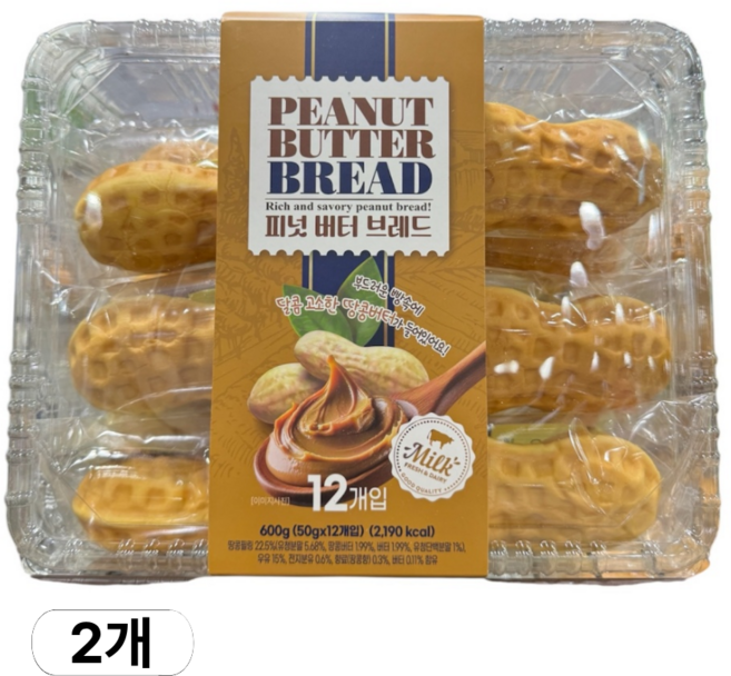 젤리젤리 달콤 고소한 피넛 버터 브레드, 2개, 600g