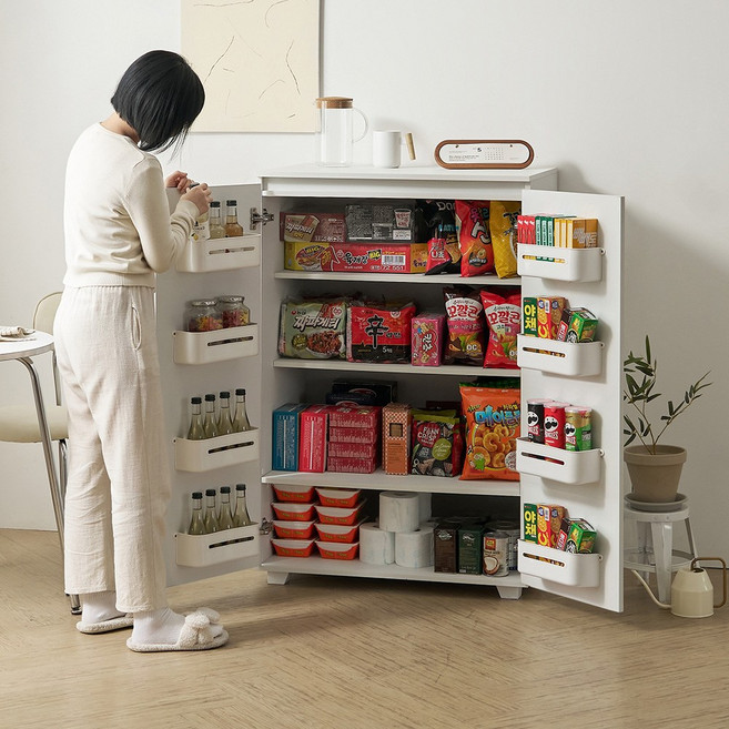 C31320 대용량 팬트리 양문 다용도 수납장 3colors, 올화이트