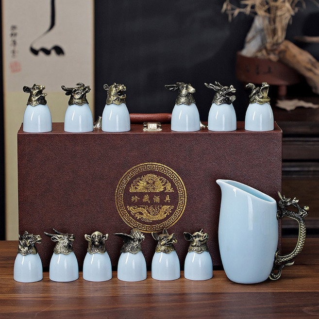 고량주잔 술 수정방 술잔세트 스트레이트 순홍색 다이아 연태주 술수정방 고량주, 방고목문 고동초목회관요, 1개