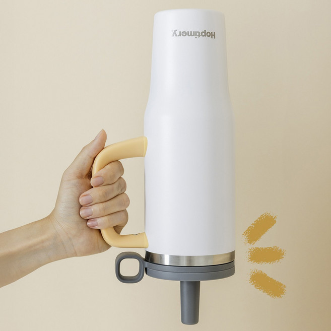 홉티머리 대용량 보온 보냉 1.2리터 텀블러 빨대 스텐 완전밀폐 손잡이 진공 만능, 1개, 1182ml, 화이트