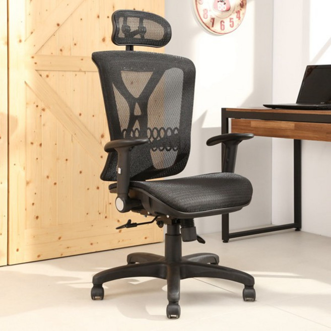 LOGIS 電腦椅 全網透氣人體工學辦公椅 主管椅 會議室 升降扶手椅 CJ227-2, 椅+贈E頸枕