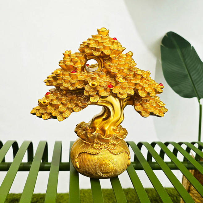 뷰티풀먼데이 황금빛 행운의 상징 돈나무 인테리어소품 오브제 개업선물, 단품